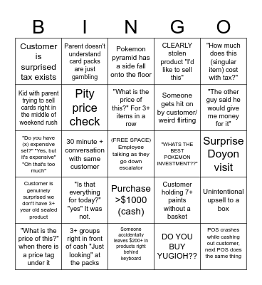 2nd Floor Bingo Card