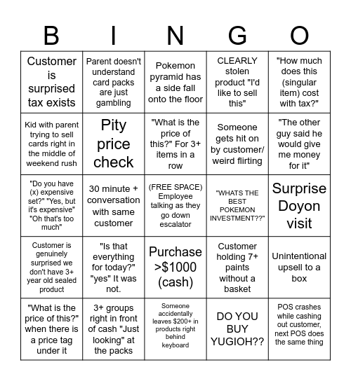 2nd Floor Bingo Card