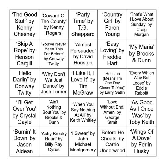 COUNTRY - VOL. 2 Bingo Card