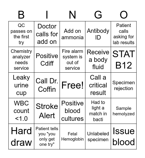 Lab Week BINGO Card