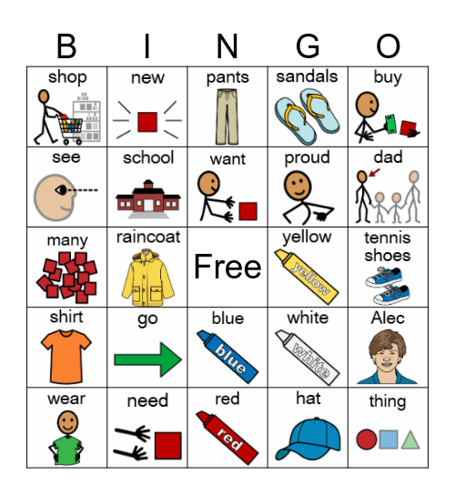 Shopping for Wants and Needs Bingo Card