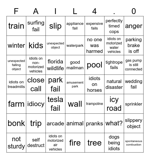 FailArmy Bingo Card