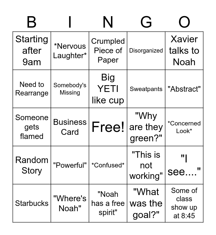 FINAL REVIEW BINGO Card