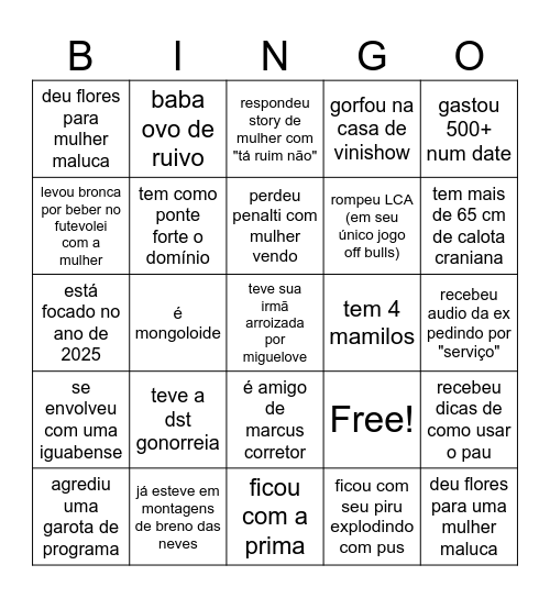 BINGO DO MAÇO Bingo Card