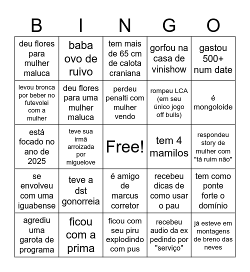 BINGO DO MAÇO Bingo Card