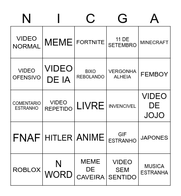 bingo  do sammuel insta Bingo Card