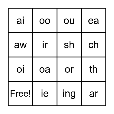 Phonics Bingo! Bingo Card