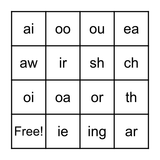 Phonics Bingo! Bingo Card