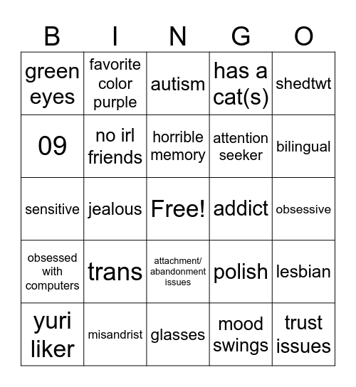 SARA BINGO Card