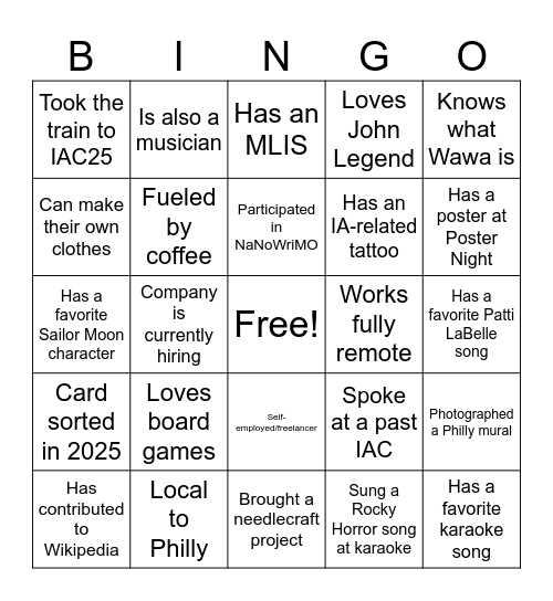 IAC25 Bingo Card