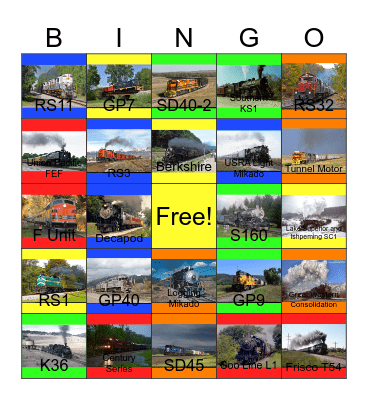 American Freight Engines- Past to the Present Bingo Card