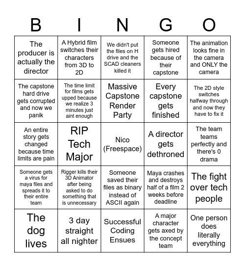 SCAD 2026 Capstone Bingo Card Bingo Card