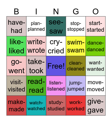 Verbs in Past Bingo Card