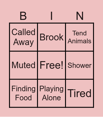 Whats Josh Doing? Bingo Card