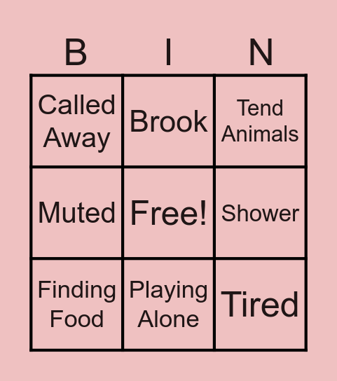 Whats Josh Doing? Bingo Card