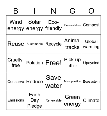 EARTH DAY BINGO Card