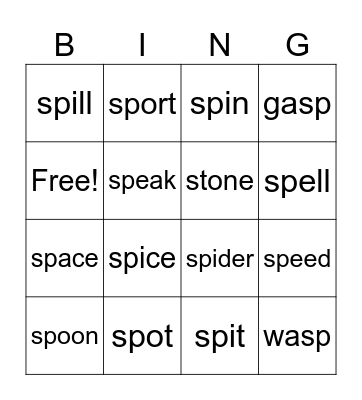 SP Bingo Card