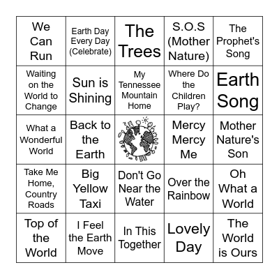Earth Day Music Bingo Card