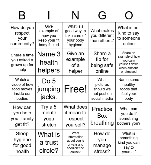 Girl Scout Bingo Card