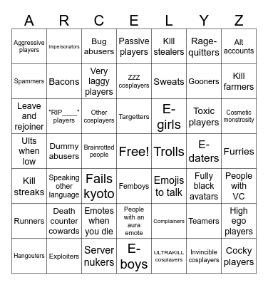 TSB PLAYERS (7X7) Bingo Card