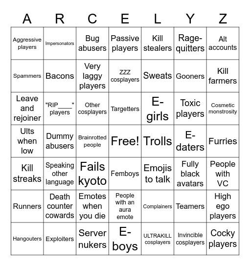 TSB PLAYERS (7X7) Bingo Card