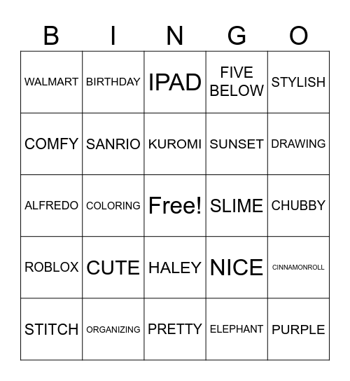 Untitled Bingo Card