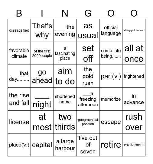 List 16 weekly test 9-2 Bingo Card