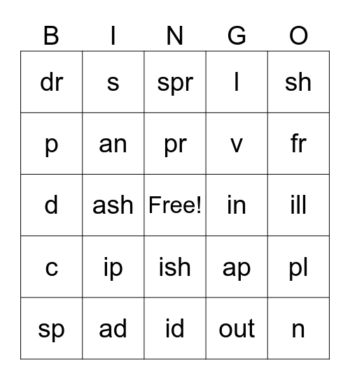 Headsprout 20 [sounds] Bingo Card