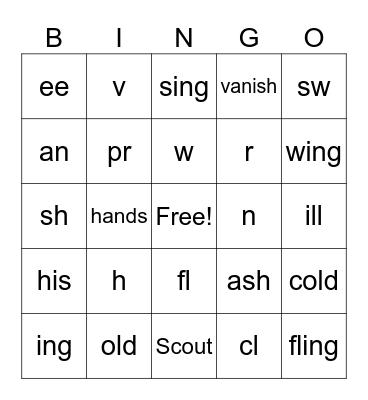 Headsprout 30 sounds Bingo Card