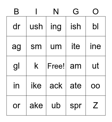 Headsprout 50 sounds Bingo Card