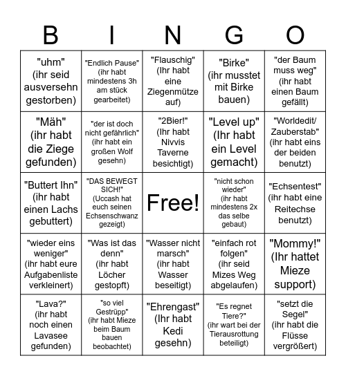 Bauteam Bingo Card