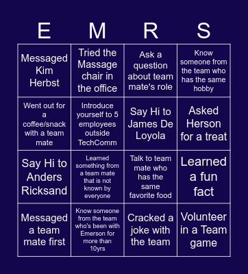 GETTING TO KNOW! Bingo Card