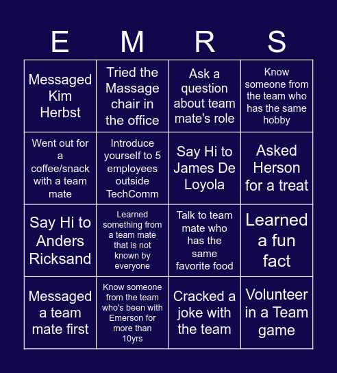 GETTING TO KNOW! Bingo Card