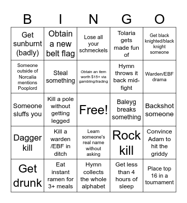 WoW 2025 Bingo Card