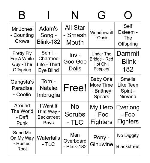 90s Disco Bingo Card