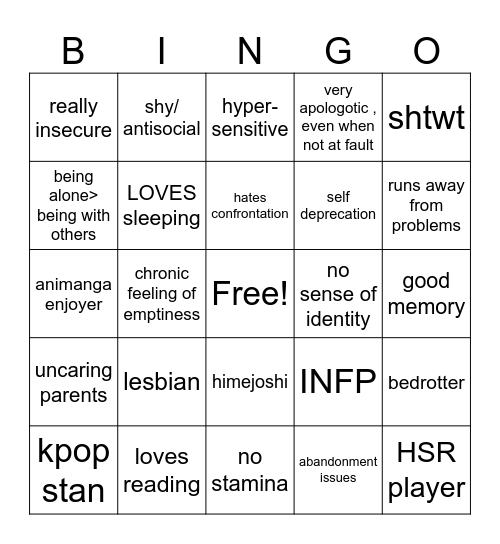 ami bingo Card