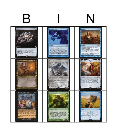 MtG Unbanned Bingo Card