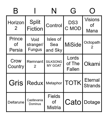 I love these games :) Bingo Card