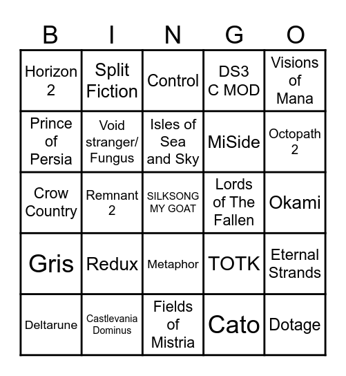 I love these games :) Bingo Card