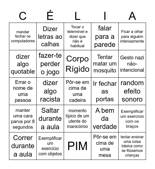 Bingo da celeritas Bingo Card