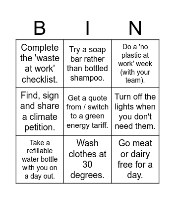 Climate Bingo Card