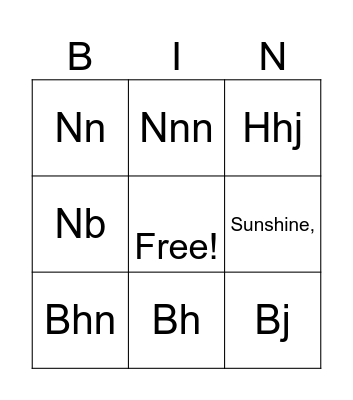 Summer Bingo Card