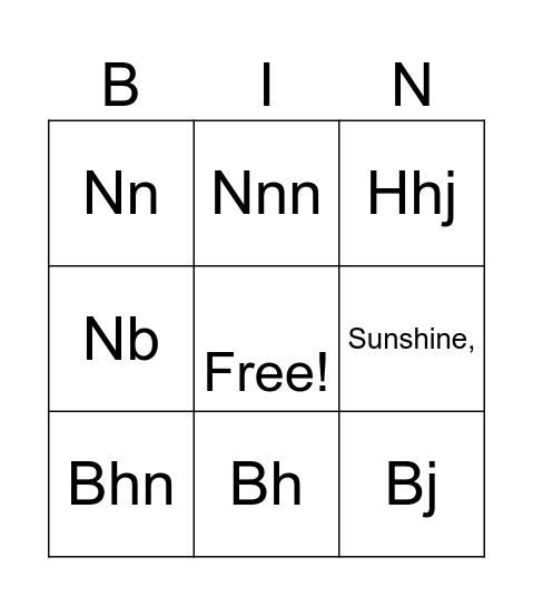 Summer Bingo Card