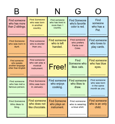 Find Someone Who... Bingo Card