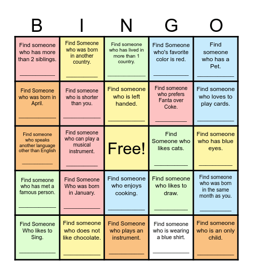 Find Someone Who... Bingo Card