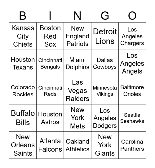 Wednesday Bingo Card