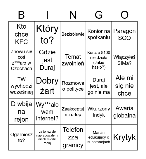 Jantar Bingo Card