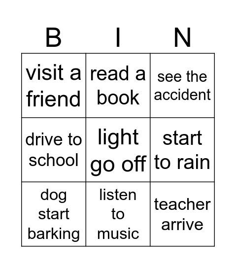 past simple vs continuous Bingo Card