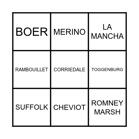 RAZAS OVINOS -  CAPRINOS Bingo Card