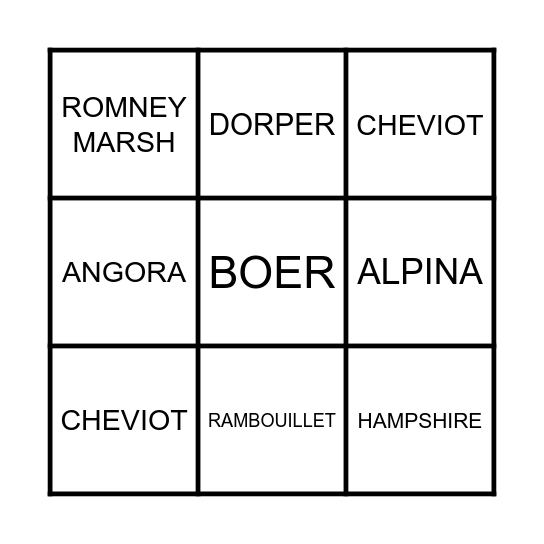 RAZAS OVINOS -  CAPRINOS Bingo Card